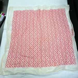 Vintage Gucci Art Deco Pink Logo Cotton Cloth Scarf Hankie 15x16 Inches